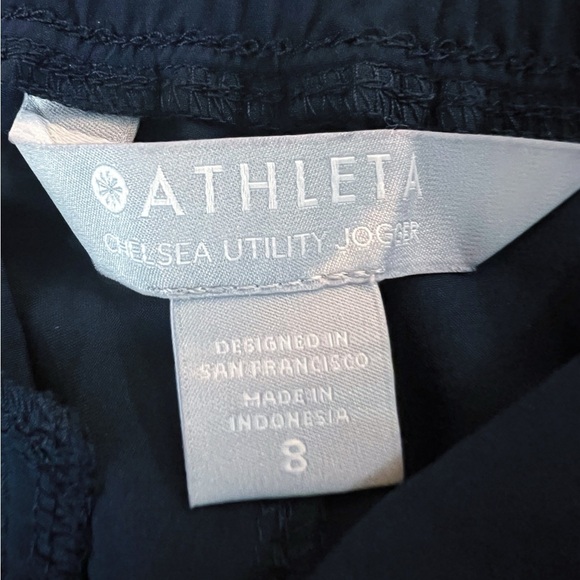 Athleta Chelsea Utility Jogger Pants In Navy Blue & White Stitching Size 8 GUC - Picture 9 of 10